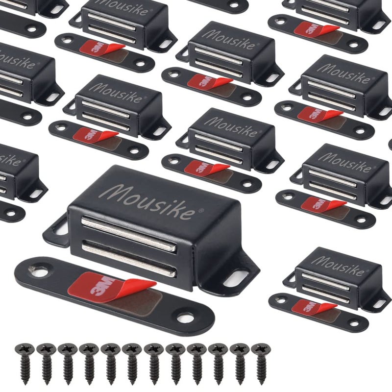 Mousike Cabinet Magnets 30lb Black Door Magnets with Strong Magnetic for Kitchen Cupboard Wardrobe Closet Cabinet Door Drawer Latch 16 Pack - Image 1